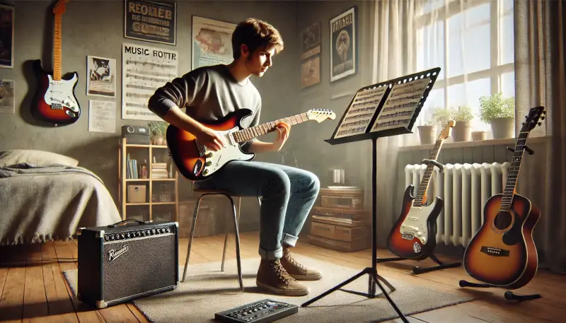 Propósitos de año nuevo de aprender a tocar la guitarra.